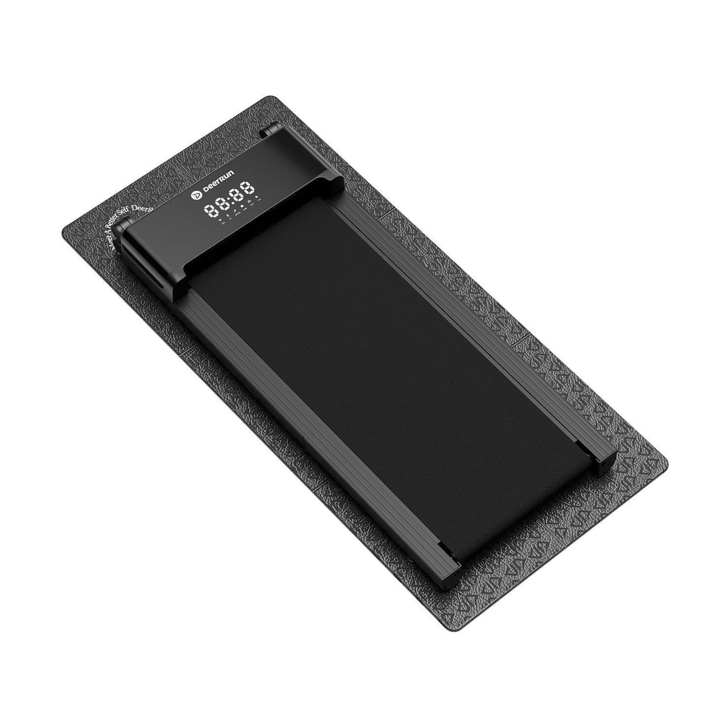 Black electronic device with digital display on a white background