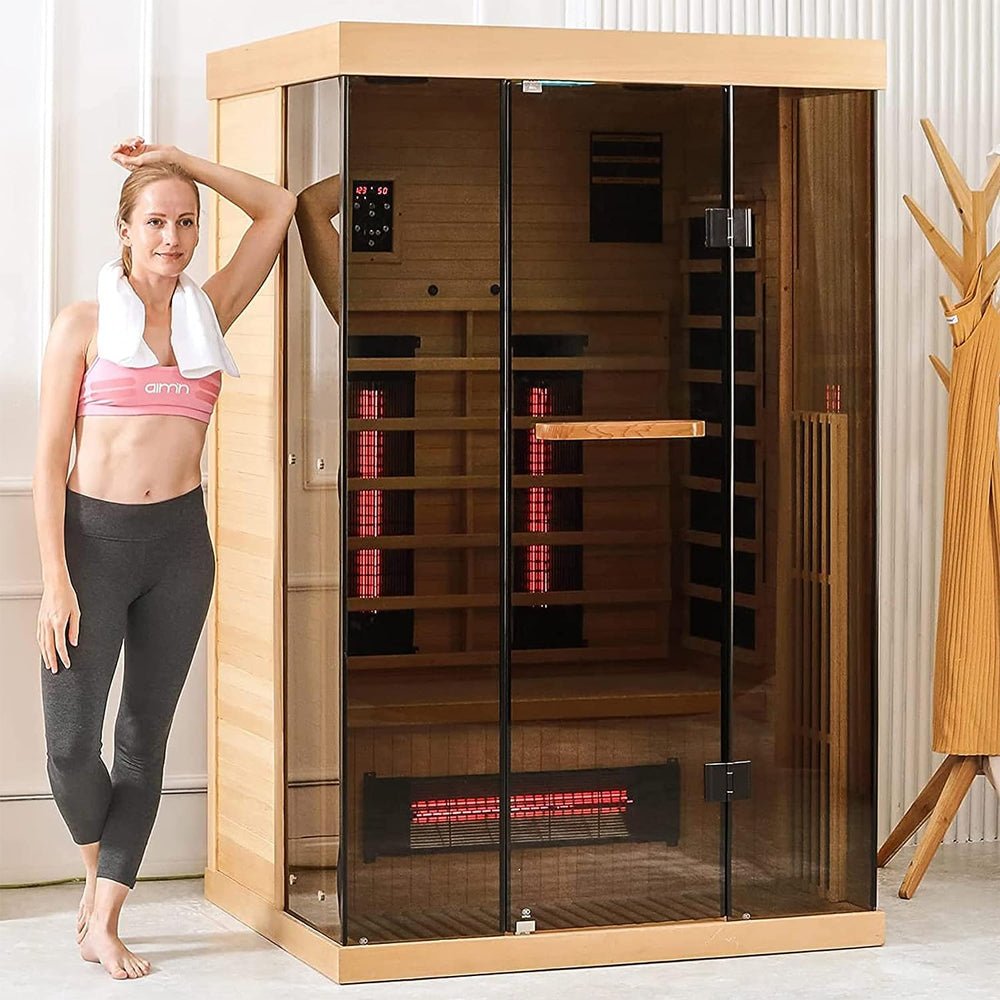 2-Person Low EMF Infrared Home Sauna (Panoramic Glass, 2000W)