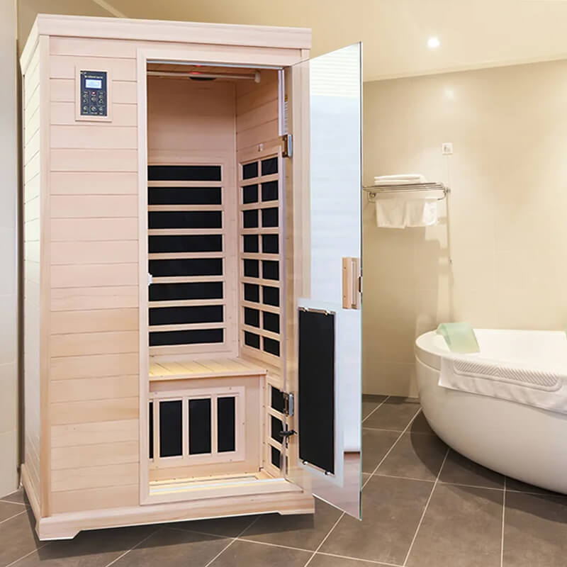 Premium Hemlock Wood Two Person FAR Infrared Sauna Room W/ Glass Door, 1750W (96081525)