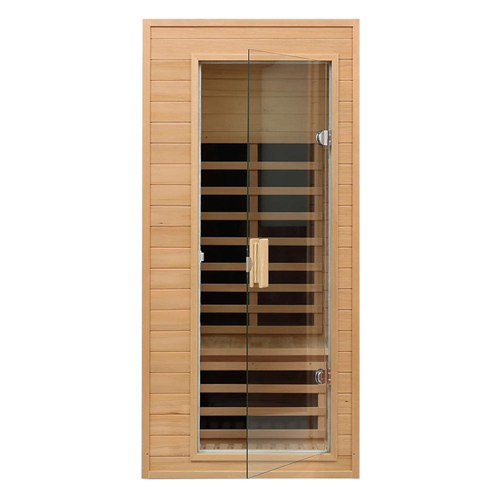 Single-Person Indoor Low EMF FAR Infrared Heat Hemlock Wood Personal Home Spa Sauna, 1200W (SAK27463)