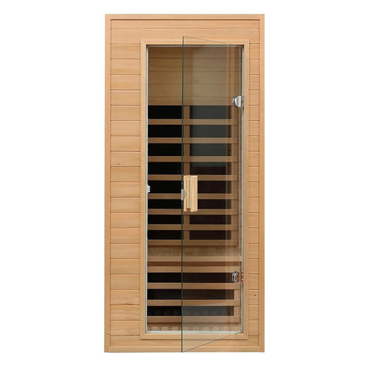 Single-Person Indoor Low EMF FAR Infrared Heat Hemlock Wood Personal Home Spa Sauna, 1200W (SAK27463)