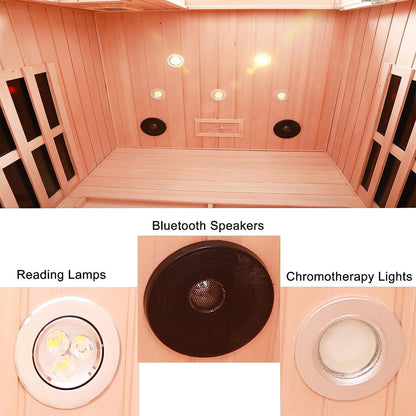 2-Person Low EMF FAR-Infrared Heat Wood Home Personal Spa Sauna With Ceramic Heaters, 1760W (SAK25714)