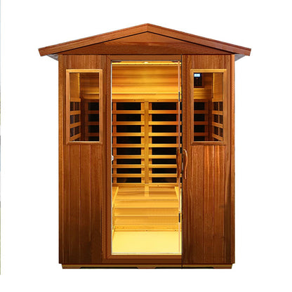 4-Person Luxury Low EMF Outdoor FAR Infrared Home Sauna With Bluetooth Audio, 2050W (SAK15372)