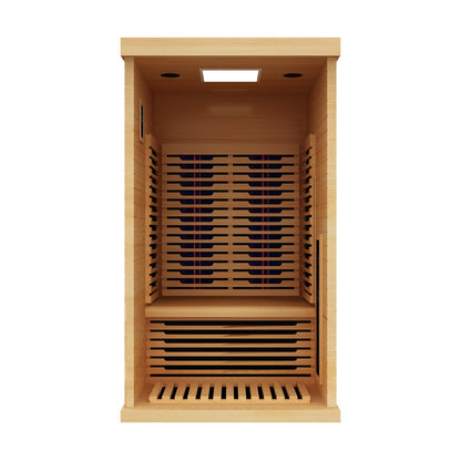 Peak Saunas Shasta 1-Person Full Spectrum Infrared Sauna with XL Medical-Grade Red Light Therapy & Smart WiFi App Control