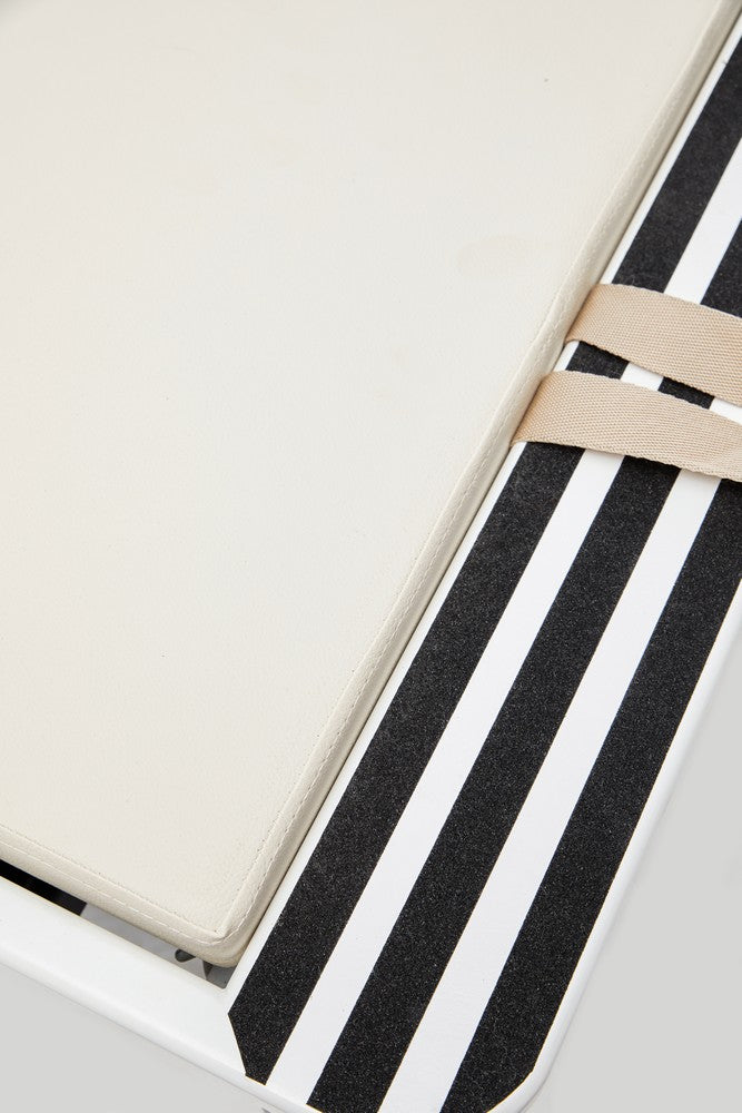 Close-up of Sportline Reformer platform with hornbeam wood base