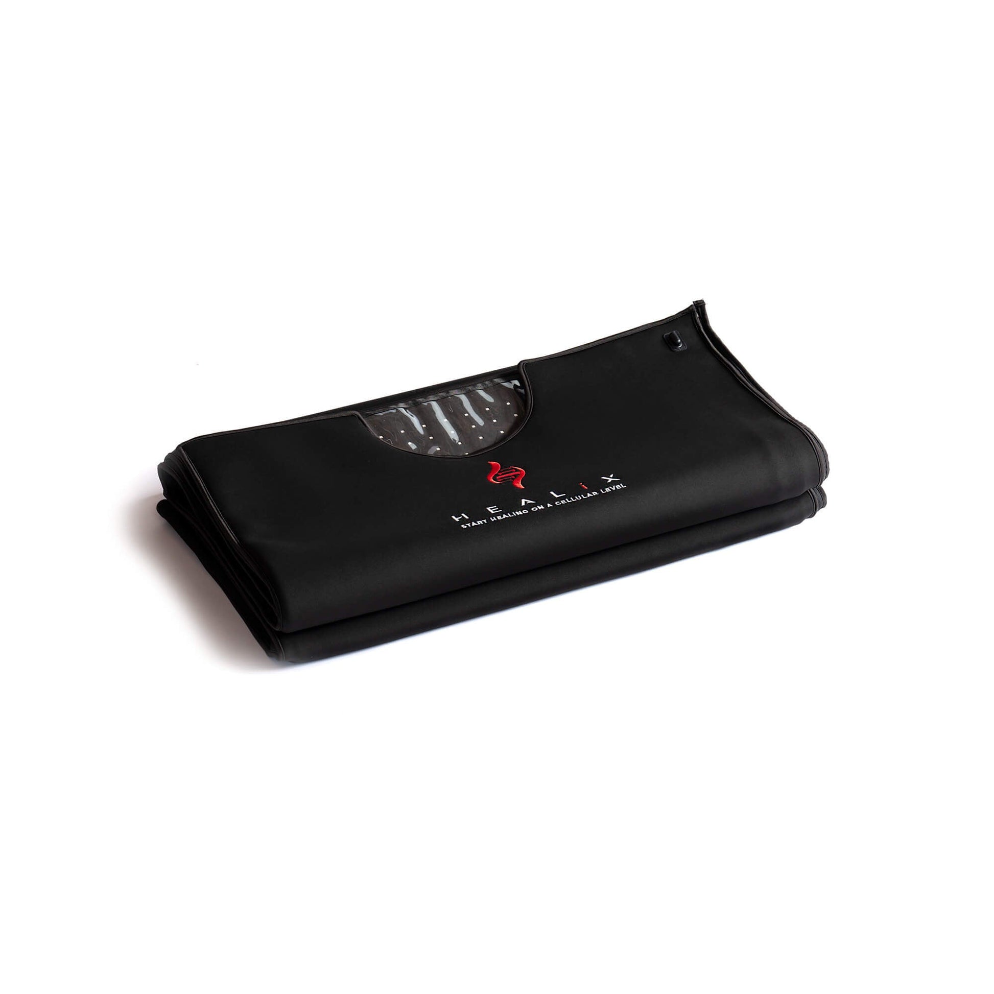Black wallet with a brand logo on a white background
