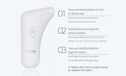 White remote control with user instructions on a white background
