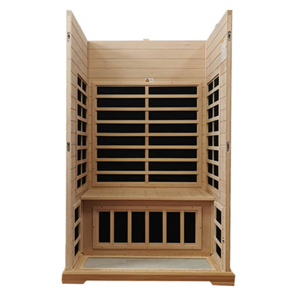 Premium Hemlock Wood Two Person FAR Infrared Sauna Room W/ Glass Door, 1750W (96081525)