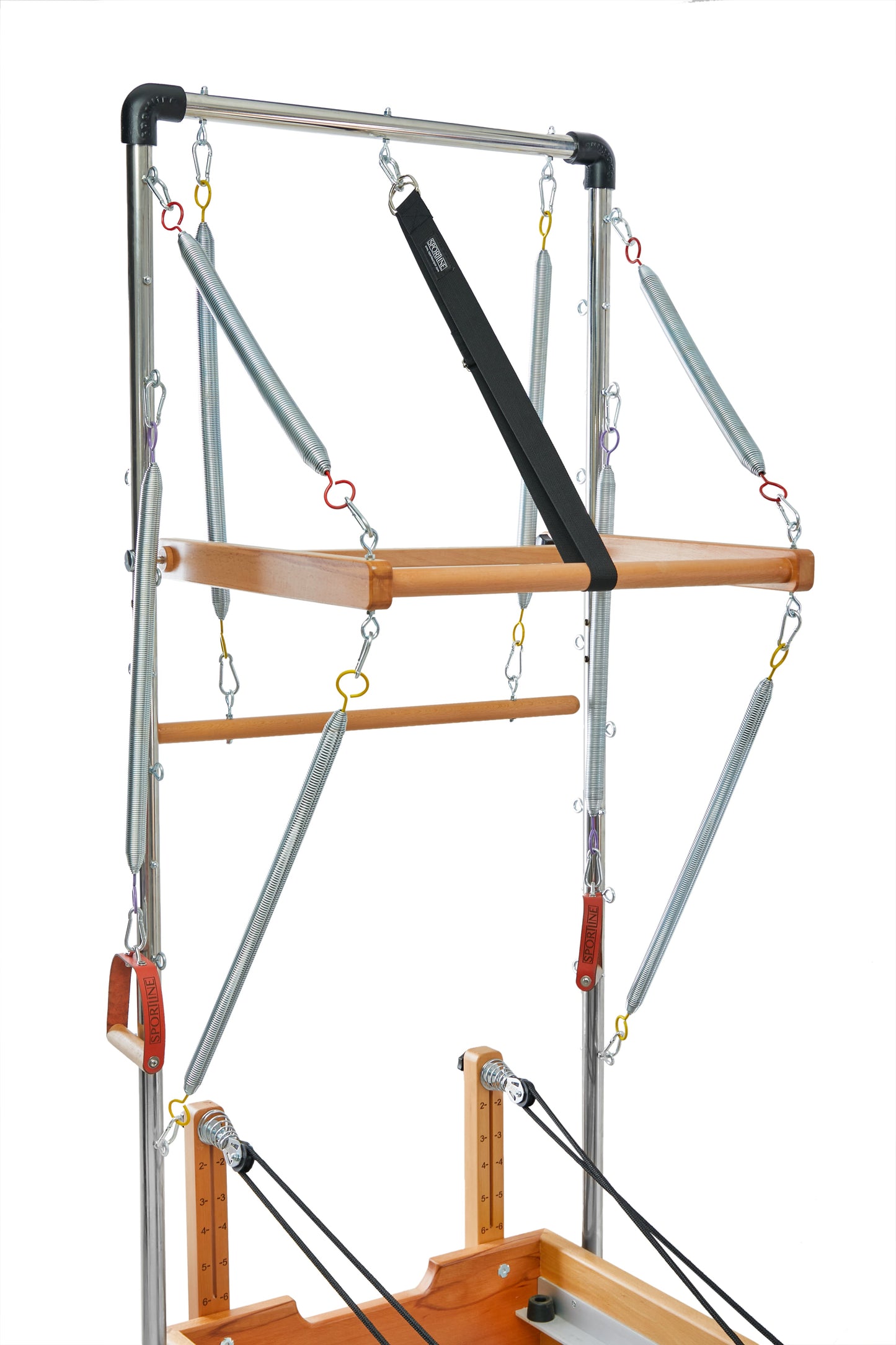 Sportline Wood Series Reformer with Tower attachments and springs