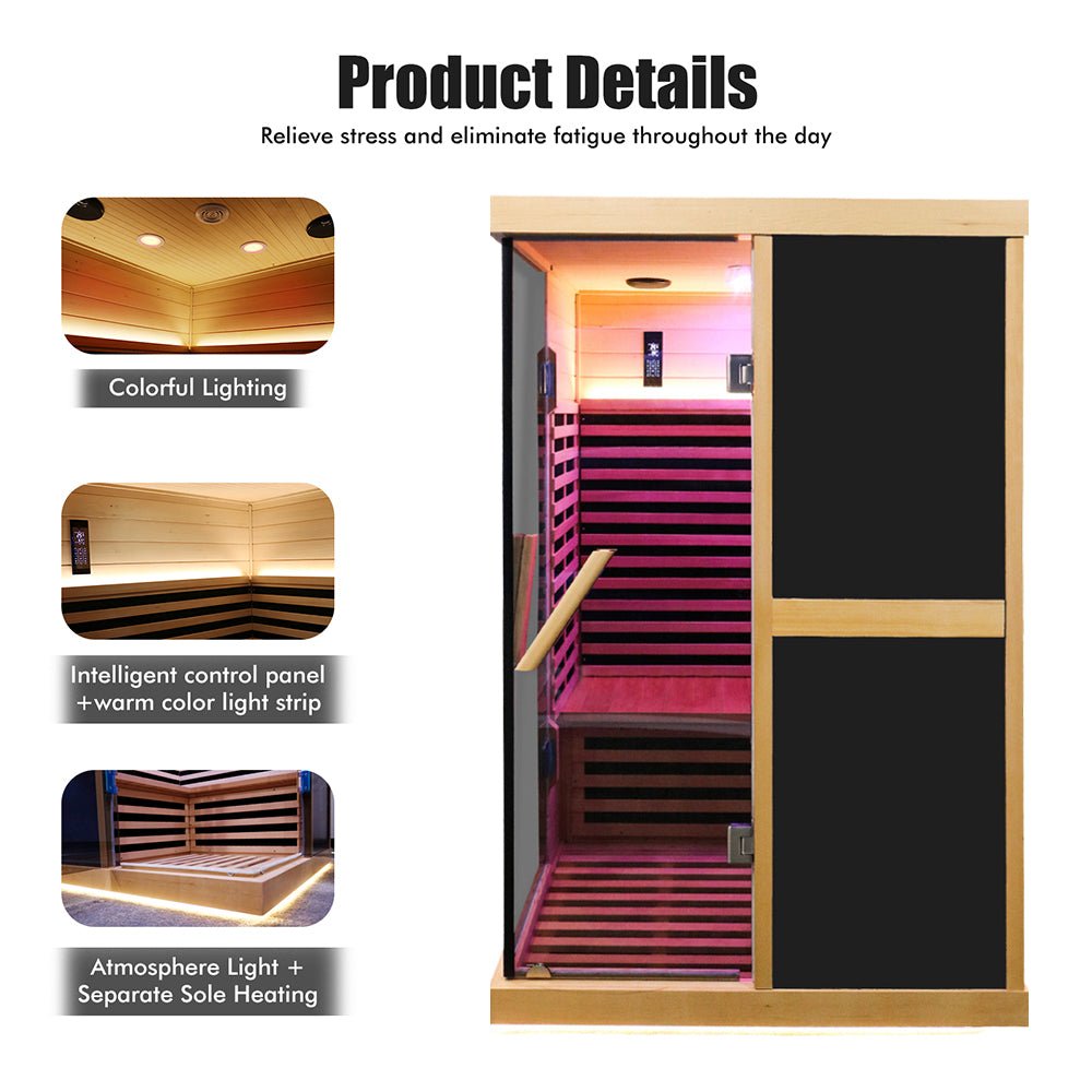 Modern infrared sauna made from hemlock wood