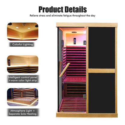 Modern infrared sauna made from hemlock wood