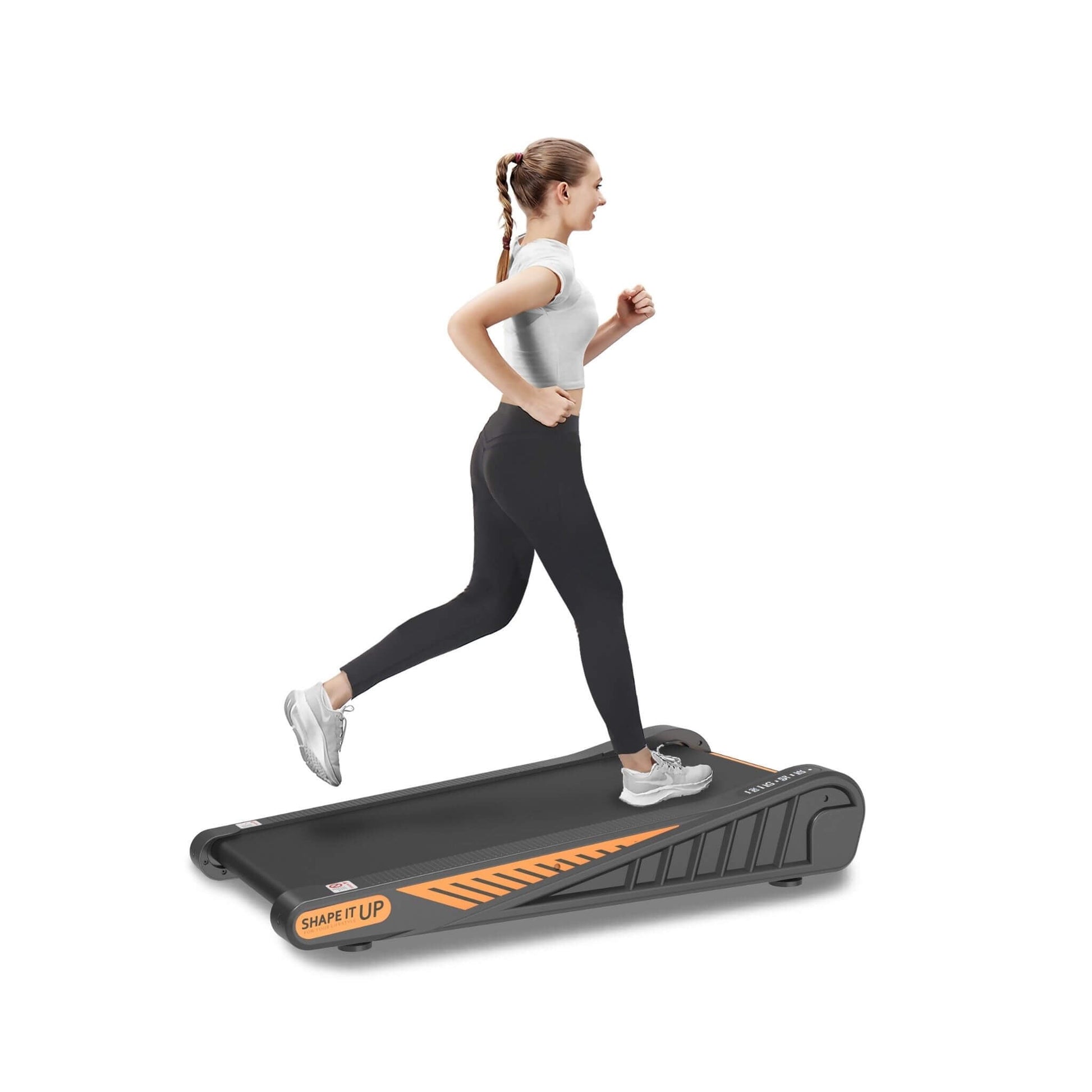 Under desk walking pad for home office compact treadmill in use