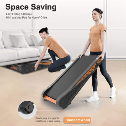 Portable walking pad with wheels for easy storage at home