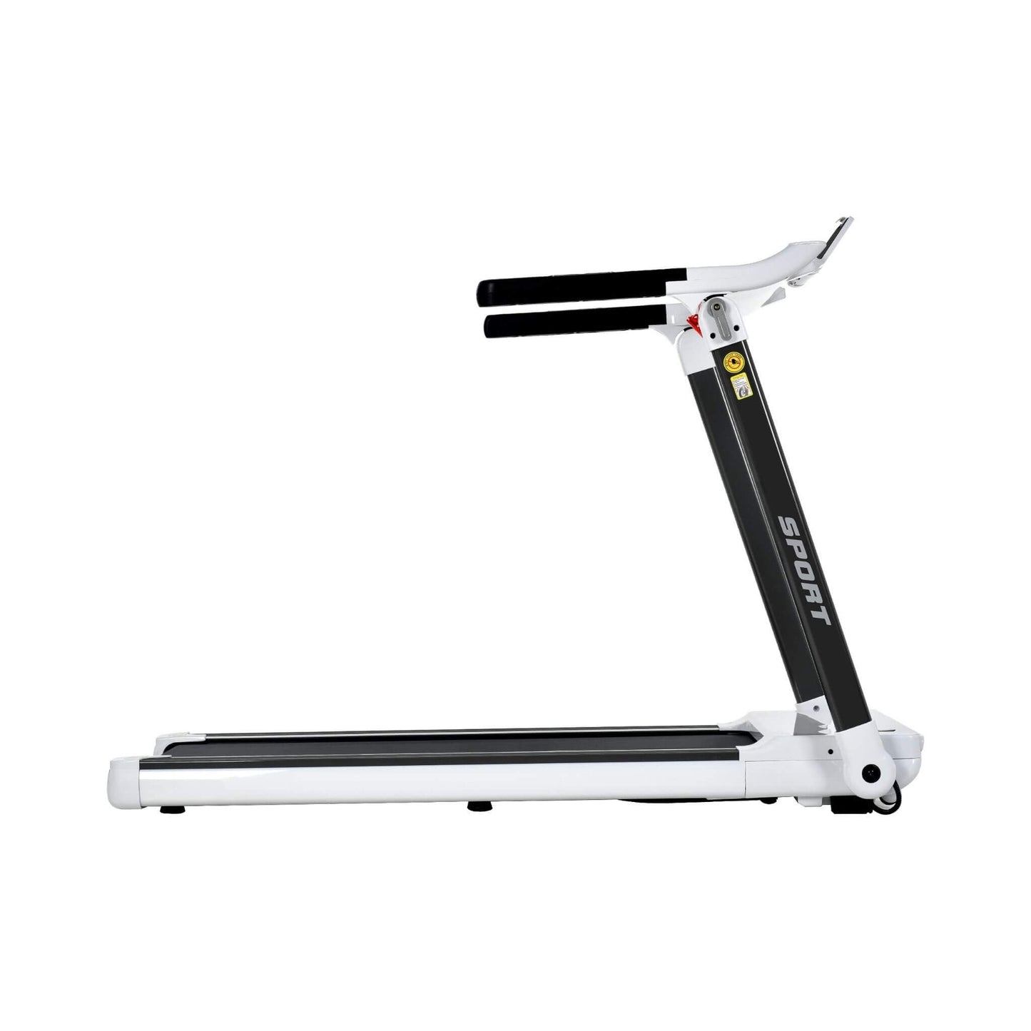 White and black treadmill on a white background