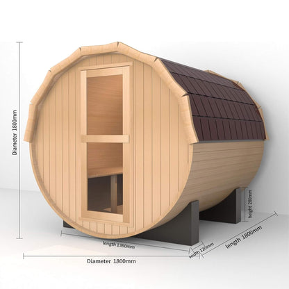 Thermora 2-Person Outdoor Pinewood Barrel Sauna with 4.5KW Heater
