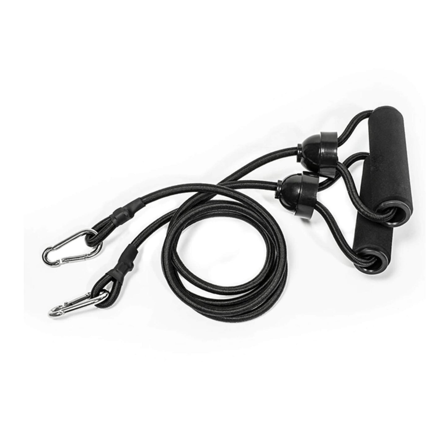 Black lanyard with carabiner on a white background