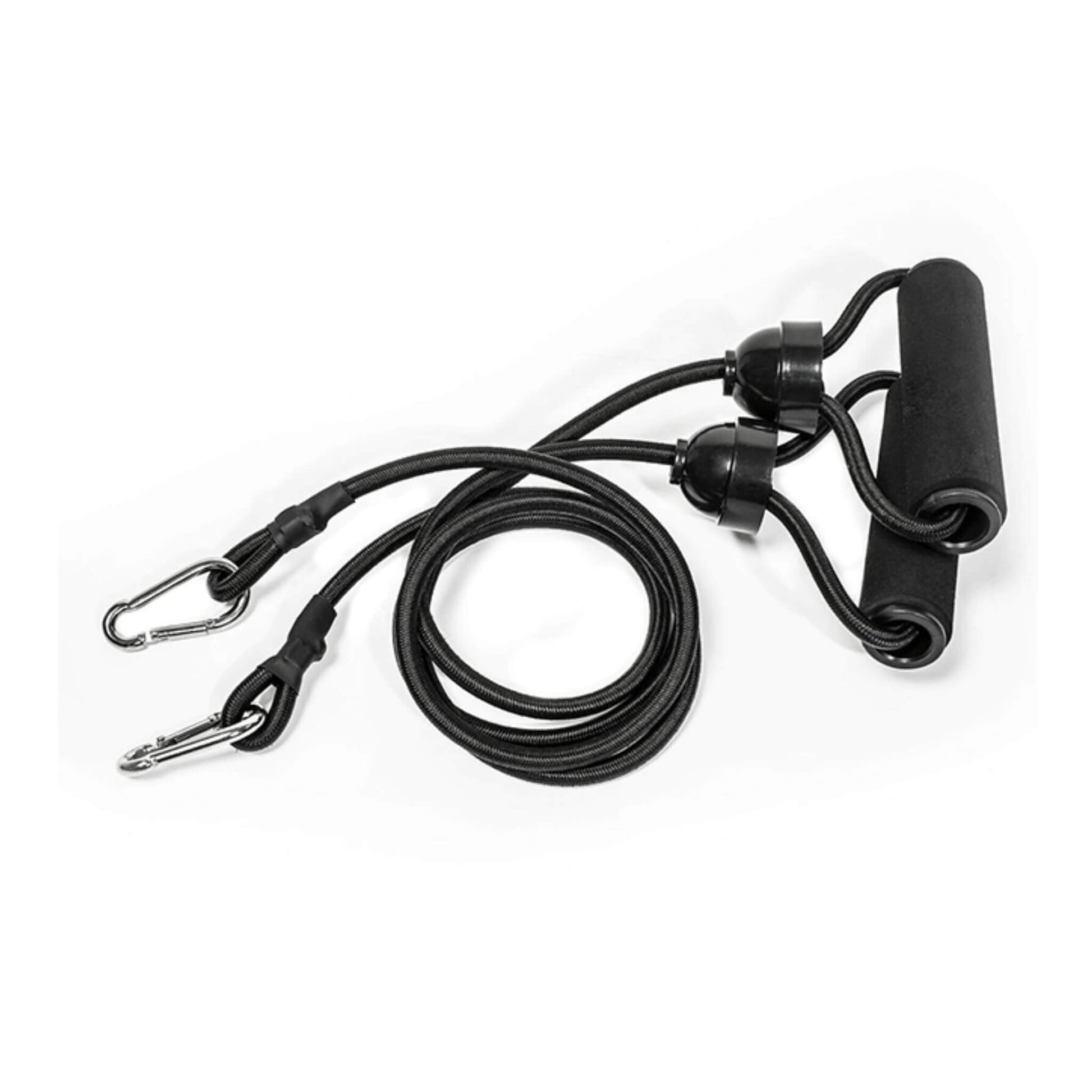 Black lanyard with carabiner on a white background