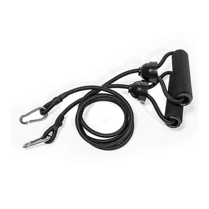 Black lanyard with carabiner on a white background