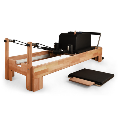 Premium wood Cadillac-Reformer with stainless steel frame for home Pilates