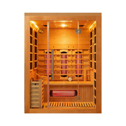 3-person indoor hybrid sauna with infrared and steam heating