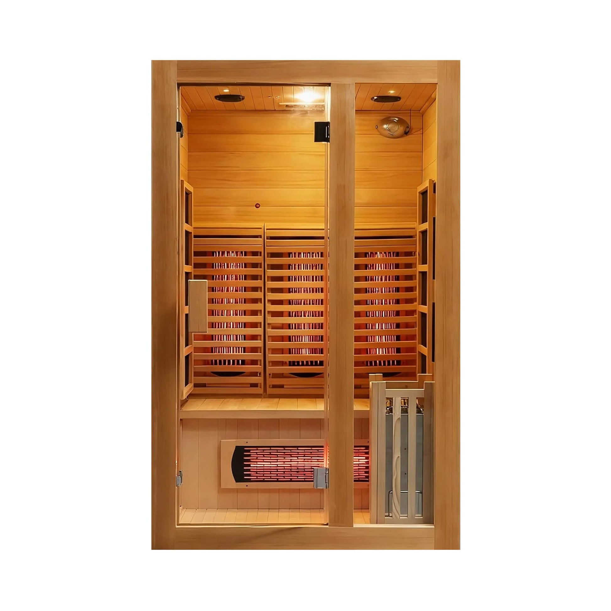 2-person indoor hybrid sauna with infrared and steam heating
