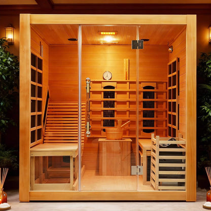 Rövia Oasis 3-Person Indoor Hybrid Sauna (Infrared + Steam, 6kW)