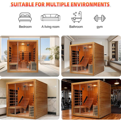 Rövia Oasis 3-Person Indoor Hybrid Sauna (Infrared + Steam, 6kW)