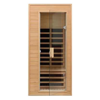 Single-Person Indoor Low EMF FAR Infrared Heat Hemlock Wood Personal Home Spa Sauna, 1200W (SAK27463)