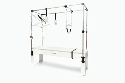 Sportline™ Superior Cadillac Trapeze Table – angled view of wood frame and trapeze