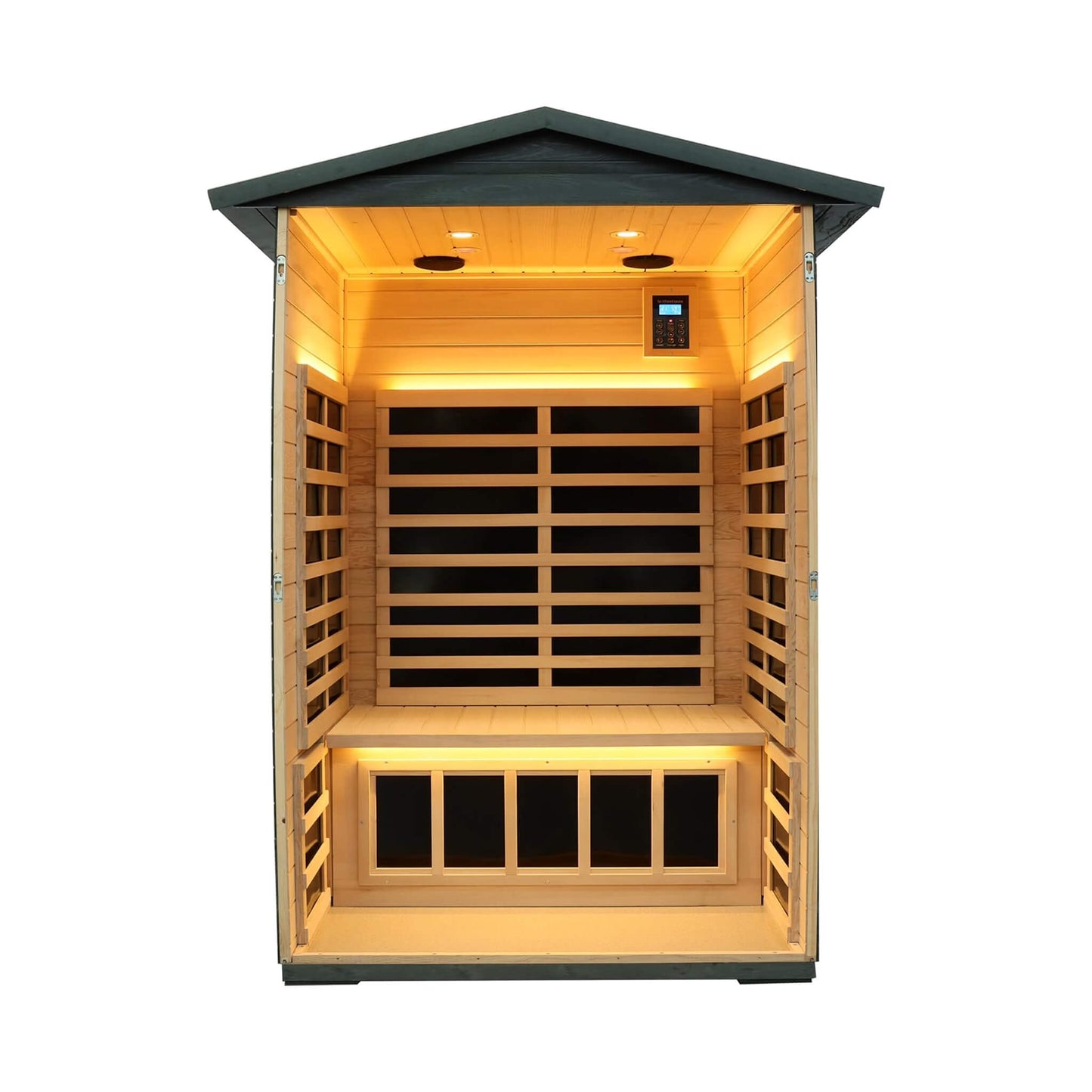 Thermora outdoor infrared sauna with Bluetooth and LED lighting