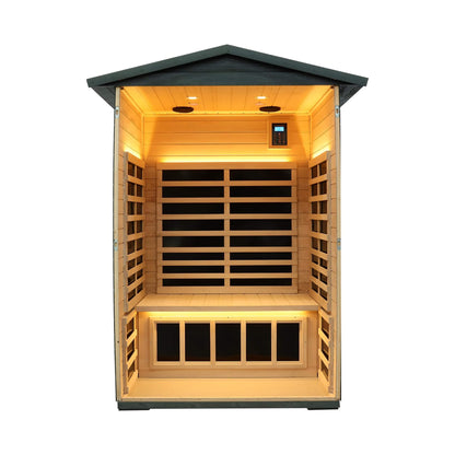 Thermora outdoor infrared sauna with Bluetooth and LED lighting