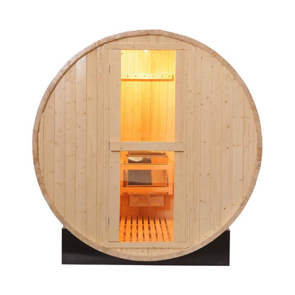 Outdoor pinewood barrel sauna kit with 4.5KW heater