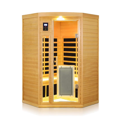 Thermora 2-Person Corner Infrared Sauna (Canadian Hemlock, Low-EMF)