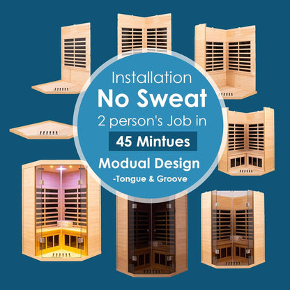 Thermora 2-Person Corner Infrared Sauna (Canadian Hemlock, Low-EMF)